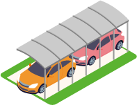 連棟のカーポートのイラスト