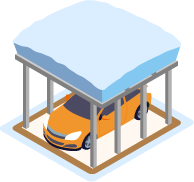 積雪仕様のカーポートのイラスト