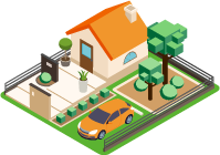 セミクローズ外構のイラスト