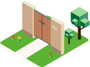 両開き門扉のイラスト