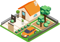 セミクローズ外構のイラスト