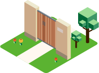 門扉・フェンス・塀周りのイラスト