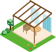 テラス・ウッドデッキ・ガーデンスペースのイラスト