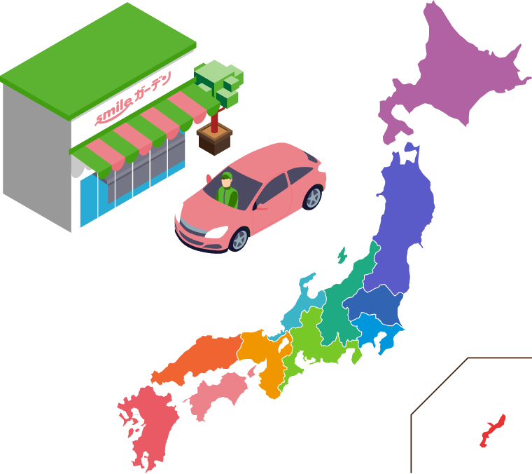 お庭業界No.1のチェーン店舗数で展開しているsmileガーデンプチ庭づくり事業部